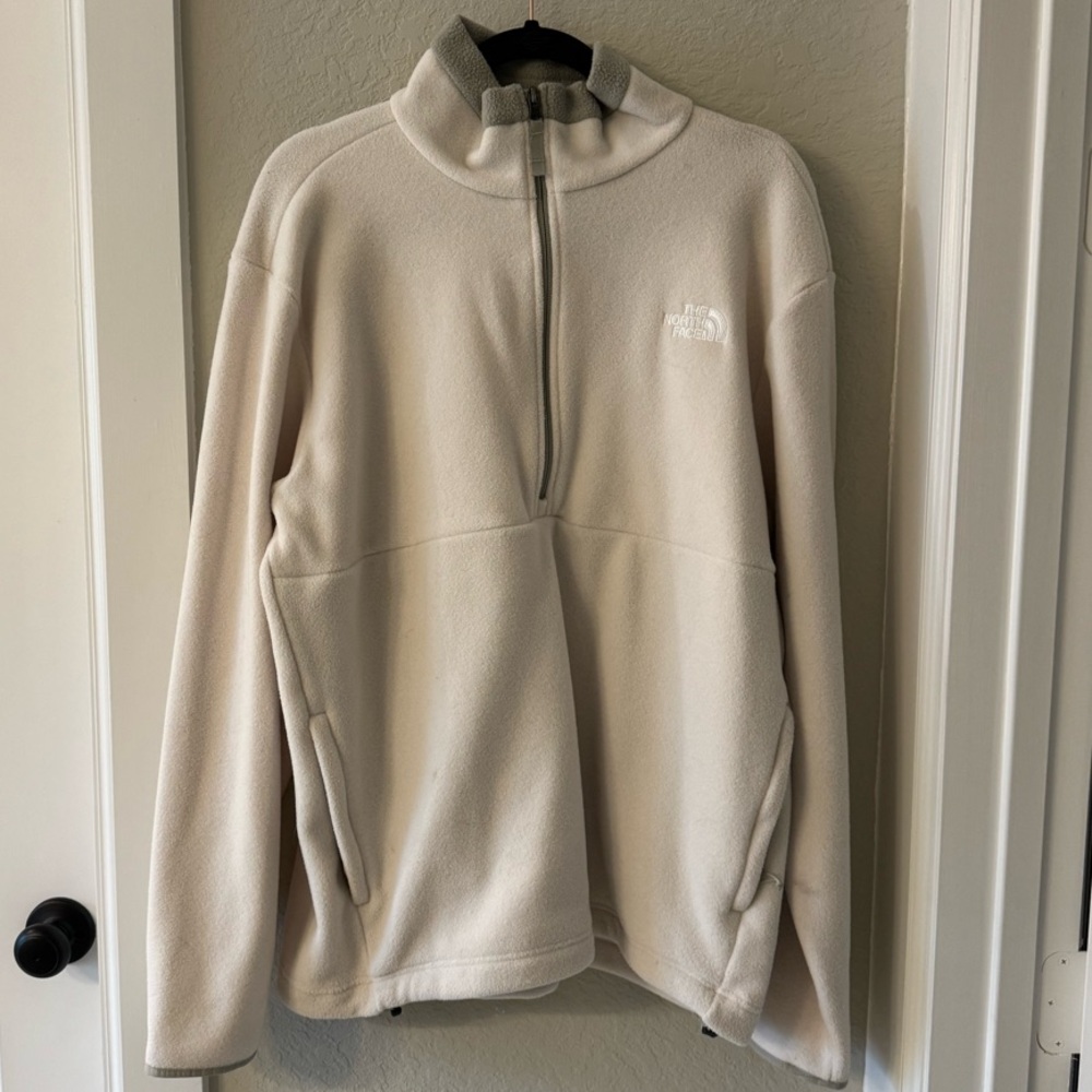 Men's North Face Beige Half-Zip Sweater